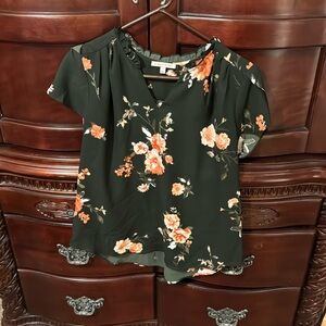 41 Hawthorn petal sleeves floral dark colored sheer top